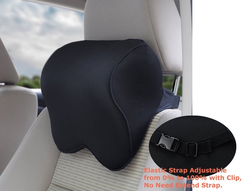 Tektrum Orthopedic Entire Back Support Full Lumbar Cushion for Car & Headrest Neck Pillow Kit - Ergonomic Thick 3D Design Fit Body Curve - Back, Neck Pain Relief, Improve Posture -Black (012011-A) - Image 5